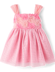 Bébé Et tout-petit, fille 3D Rosette Maillage Robe évasée