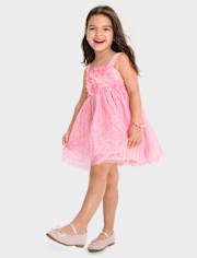 Bébé Et tout-petit, fille 3D Rosette Maillage Robe évasée
