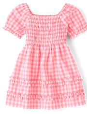 Toddler Girls Mommy And Me Gingham Poplin Smocked Ruffle Dress