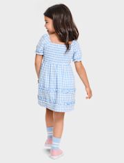 Toddler Girls Mommy And Me Gingham Poplin Smocked Ruffle Dress