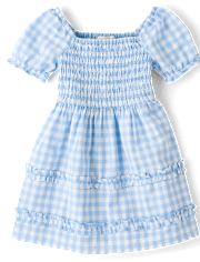 Toddler Girls Mommy And Me Gingham Poplin Smocked Ruffle Dress