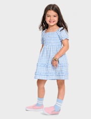 Toddler Girls Mommy And Me Gingham Poplin Smocked Ruffle Dress