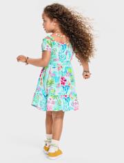 tout-petit, fille Famille assortie Tropical Off Shoulder Robes