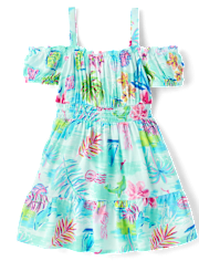 tout-petit, fille Famille assortie Tropical Off Shoulder Robes