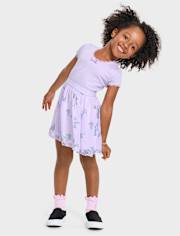 Baby And Toddler Girls Floral Ribbed Fit And Flare Dress