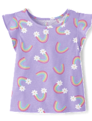 Baby And Toddler Girls Rainbow Floral Flutter Top