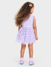 Baby And Toddler Girls 3D Daisy Mesh Fit And Flare Dress