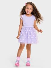 Baby And Toddler Girls 3D Daisy Mesh Fit And Flare Dress