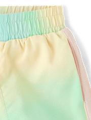 Toddler Girls Quick Dry Rainbow Marble Lined Shorts