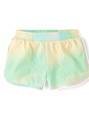 Toddler Girls Quick Dry Rainbow Marble Lined Shorts