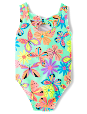 Baby And Toddler Girls Butterfly Bow Back One Piece Swimsuit