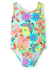 Baby And Toddler Girls Butterfly Bow Back One Piece Swimsuit