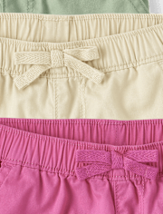 Toddler Girls Twill Pull On Shorts 4-Pack