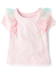 Toddler Girls Rainbow Foil Star Flutter Top