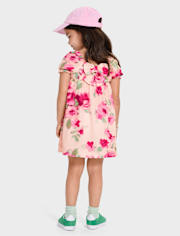 Toddler Girls Floral Bow Back Dress