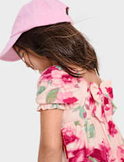 Toddler Girls Floral Bow Back Dress