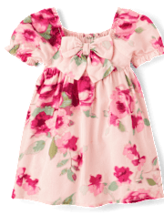 Toddler Girls Floral Bow Back Dress