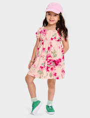 Toddler Girls Floral Bow Back Dress