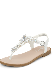 Sandales à brides en T à fleurs pour filles