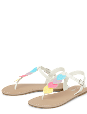 Sandales à paillettes arc-en-ciel en forme de cœur pour filles