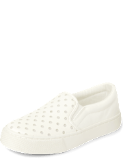 Girls Glitter Perforated Platform Slip On Sneakers