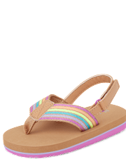 Toddler Girls Striped Flip Flops