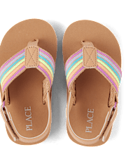 Toddler Girls Striped Flip Flops