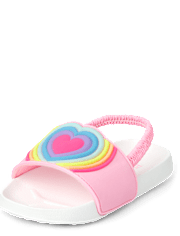 Claquettes arc-en-ciel en forme de cœur pour petites filles