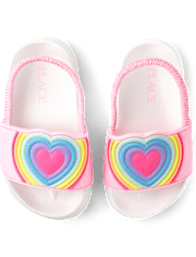 Claquettes arc-en-ciel en forme de cœur pour petites filles