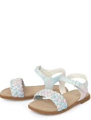 Toddler Girls Rainbow Braided Sandals