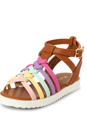 Sandales gladiateur arc-en-ciel pour petites filles