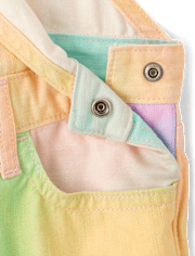 Girls Rainbow Marble Shortalls