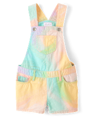 Girls Rainbow Marble Shortalls