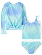 Girls Ombre 3-Piece Swimsuit