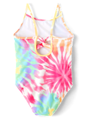 Girls Print Cross Back One Piece Swimsuit