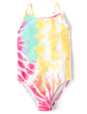 Girls Print Cross Back One Piece Swimsuit