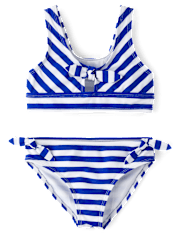 Maillot de bain bikini rayé Noué sur le devant Fille