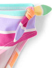 Girls Striped Tie Front Bikini Swimsuit