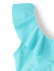 Girls Ruffle One Shoulder Bikini Swimsuit