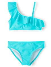 Girls Ruffle One Shoulder Bikini Swimsuit