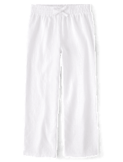 Girls Linen-Blend Wide Leg Beach Pants