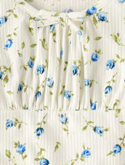 Girls Floral Ribbed Top
