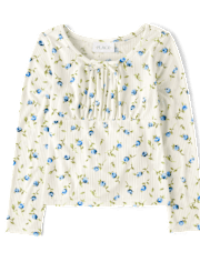 Girls Floral Ribbed Top