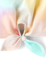 Girls Rainbow Marble Tie Front Top