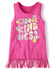 Girls Choose Kindness Fringe Tank Top
