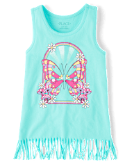 Girls Graphic Fringe Tank Top