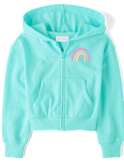 Girls Graphic Fleece Zip Up Hoodie