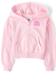 Sweat à capuche zippé en polaire graphique pour fille