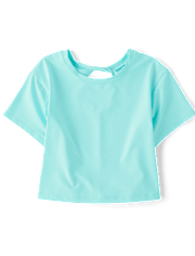Girls Quick Dry Twist Back Boxy Top