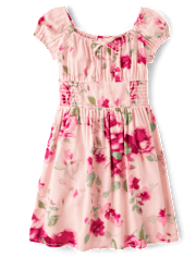 Robe à smocks fleurie pour fille